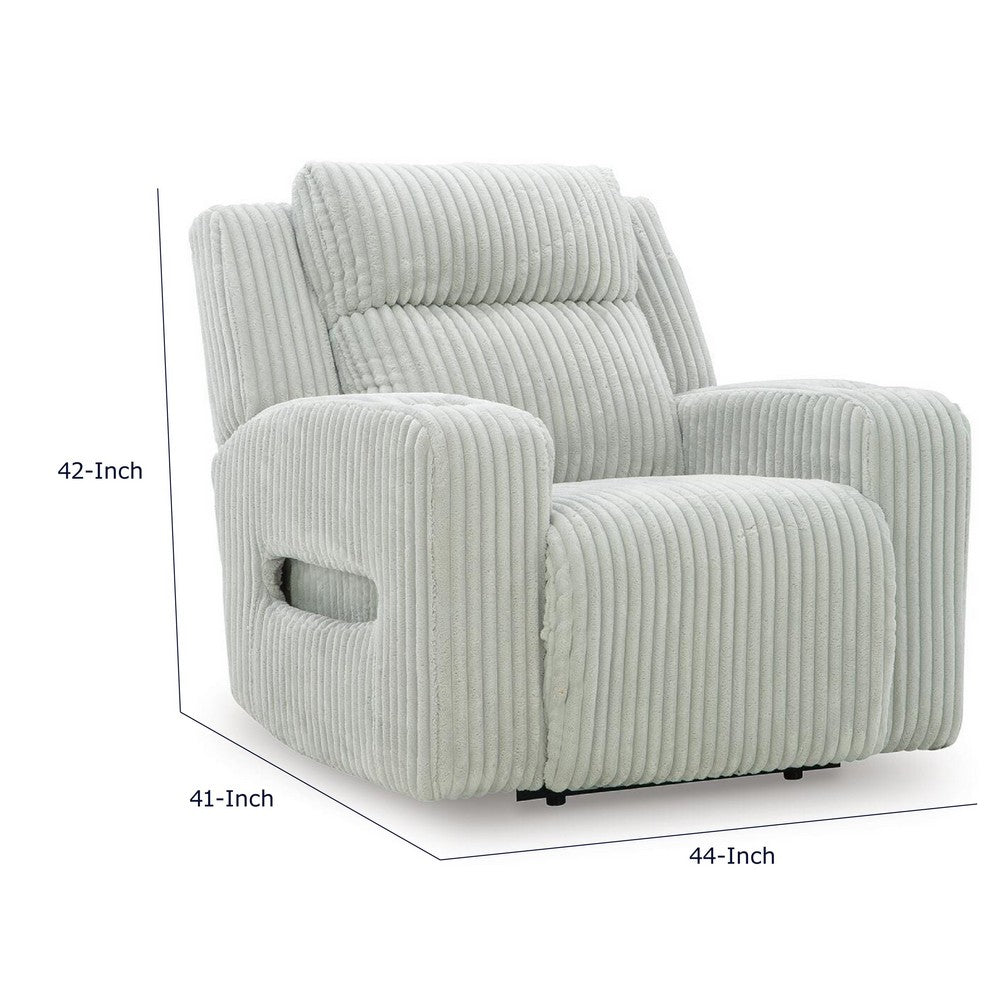 Rumy Power Recliner Chair with Blue LED | Cup-Holder | Off White Corded Polyester