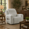 Rumy Power Recliner Chair with Blue LED | Cup-Holder | Off White Corded Polyester