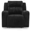 Rumy Power Recliner Chair with Blue LED | Cup-Holder | Black Corded Polyester