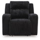 Rumy Power Recliner Chair with Blue LED | Cup-Holder | Black Corded Polyester