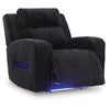 Rumy Power Recliner Chair with Blue LED | Cup-Holder | Black Corded Polyester