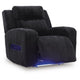 Rumy Power Recliner Chair with Blue LED | Cup-Holder | Black Corded Polyester