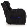 Rumy Power Recliner Chair with Blue LED | Cup-Holder | Black Corded Polyester