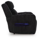 Rumy Power Recliner Chair with Blue LED | Cup-Holder | Black Corded Polyester