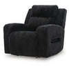 Rumy Power Recliner Chair with Blue LED | Cup-Holder | Black Corded Polyester