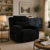 Rumy Power Recliner Chair with Blue LED | Cup-Holder | Black Corded Polyester