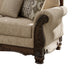 Chelsy Traditional Sofa w Carvings | Dark Brown Wood | Golden Polyester 93"