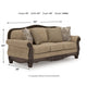 Chelsy Traditional Sofa w Carvings | Dark Brown Wood | Golden Polyester 93"