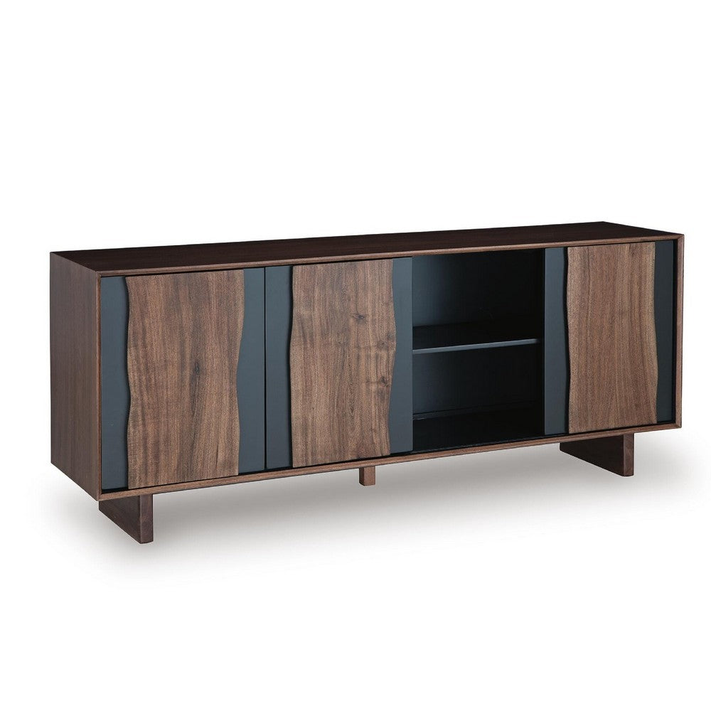 Wenda Accent Cabinet with Live Edge Doors | Brown-Charcoal Acacia Wood 71"