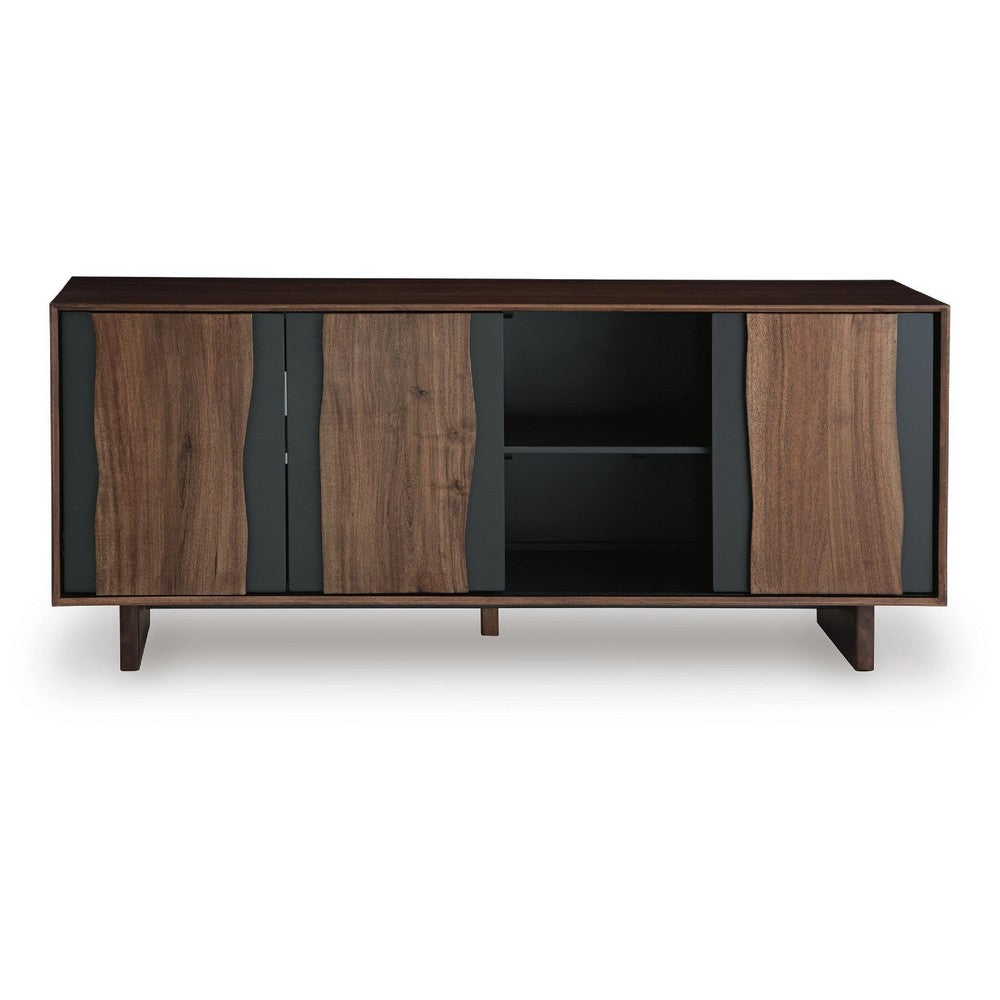 Wenda Accent Cabinet with Live Edge Doors | Brown-Charcoal Acacia Wood 71"