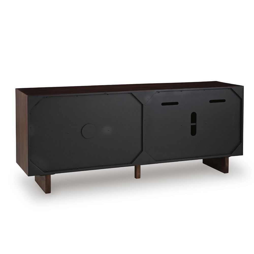 Wenda Accent Cabinet with Live Edge Doors | Brown-Charcoal Acacia Wood 71"