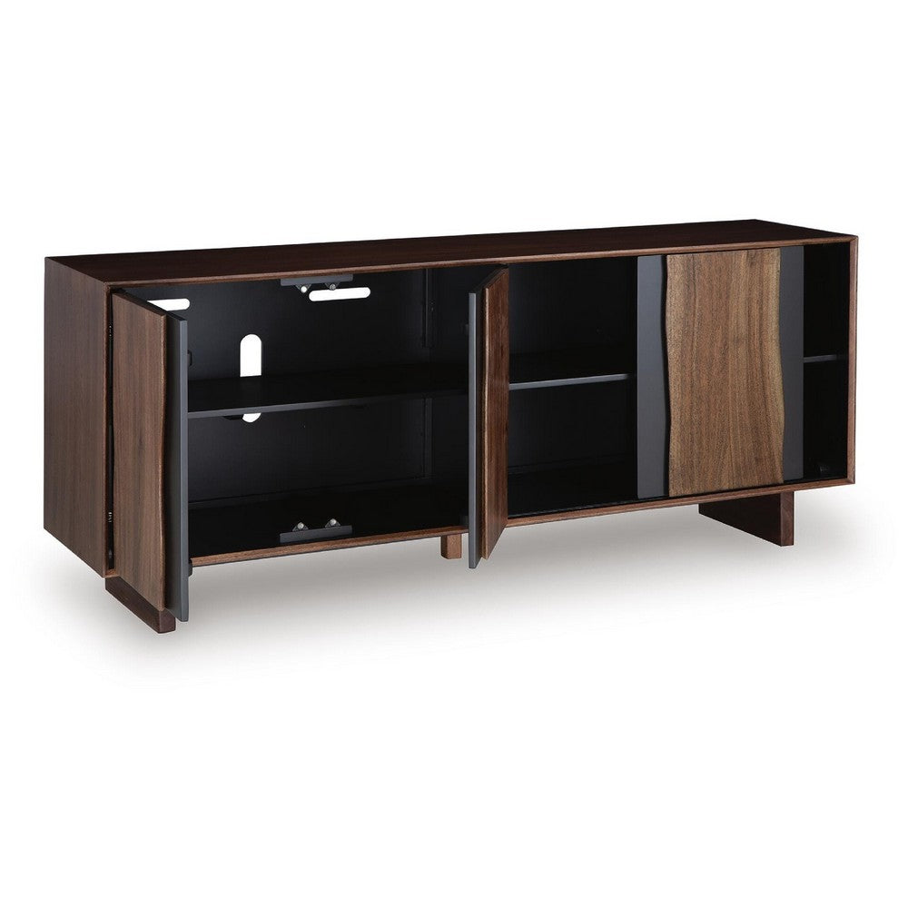 Wenda Accent Cabinet with Live Edge Doors | Brown-Charcoal Acacia Wood 71"