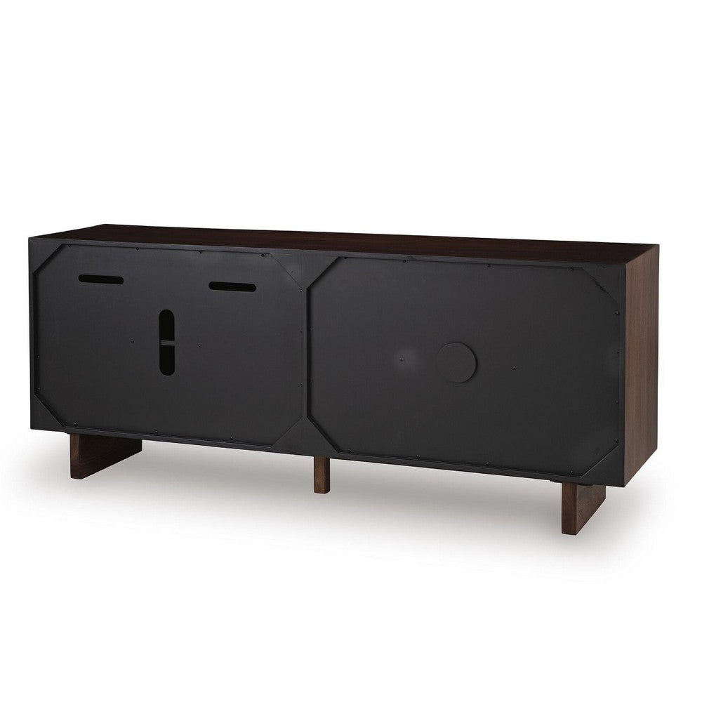 Wenda Accent Cabinet with Live Edge Doors | Brown-Charcoal Acacia Wood 71"
