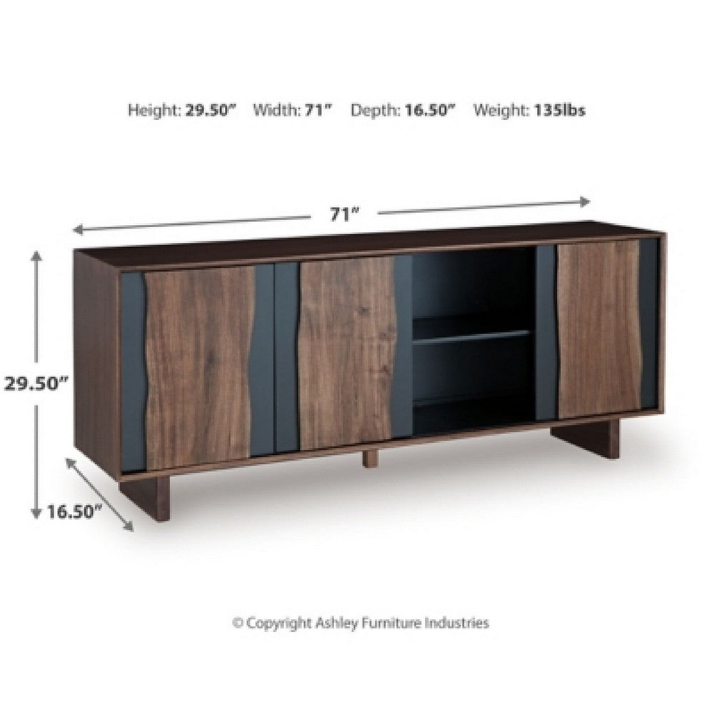 Wenda Accent Cabinet with Live Edge Doors | Brown-Charcoal Acacia Wood 71"