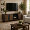 Wenda Accent Cabinet with Live Edge Doors | Brown-Charcoal Acacia Wood 71"