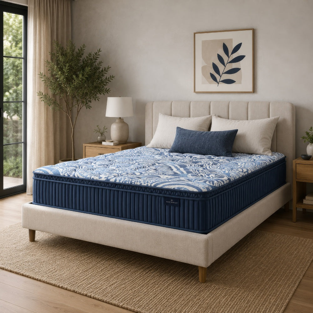 Helen King Size Euro Top Mattress with Cooling Gel Latex | Blue Fabric 15"