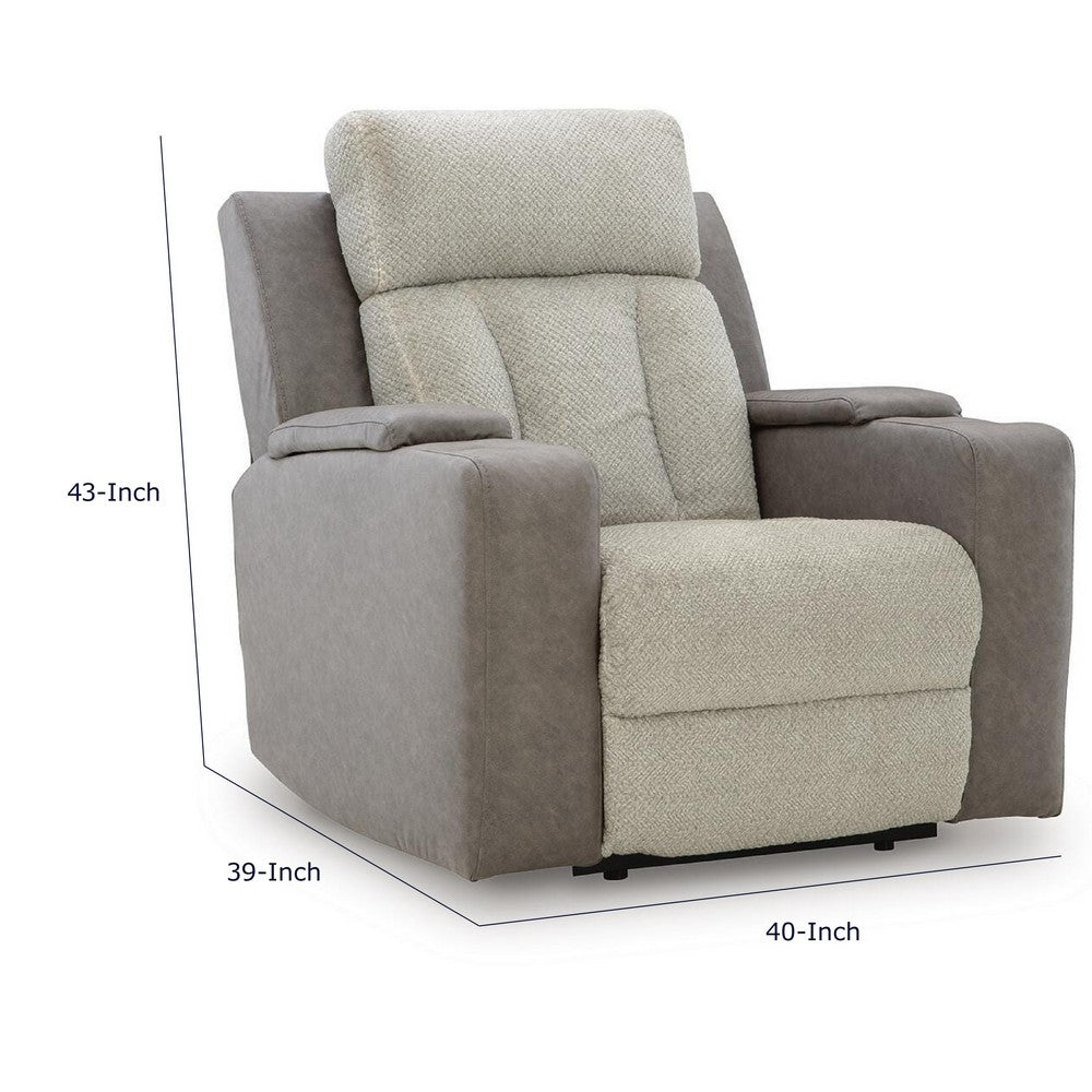 Lesly Power Recliner Chair with 3 Heat Massage Modes | Two-Tone Polyester