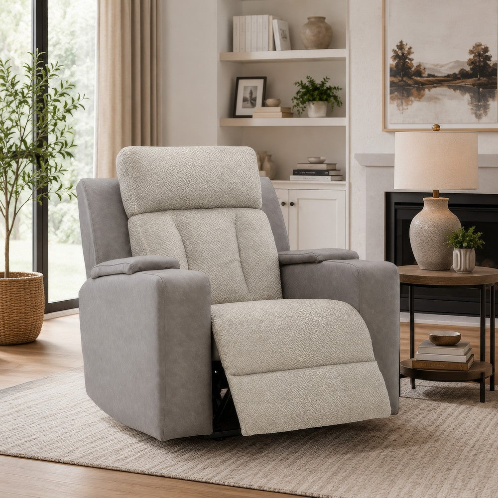 Lesly Power Recliner Chair with 3 Heat Massage Modes | Two-Tone Polyester