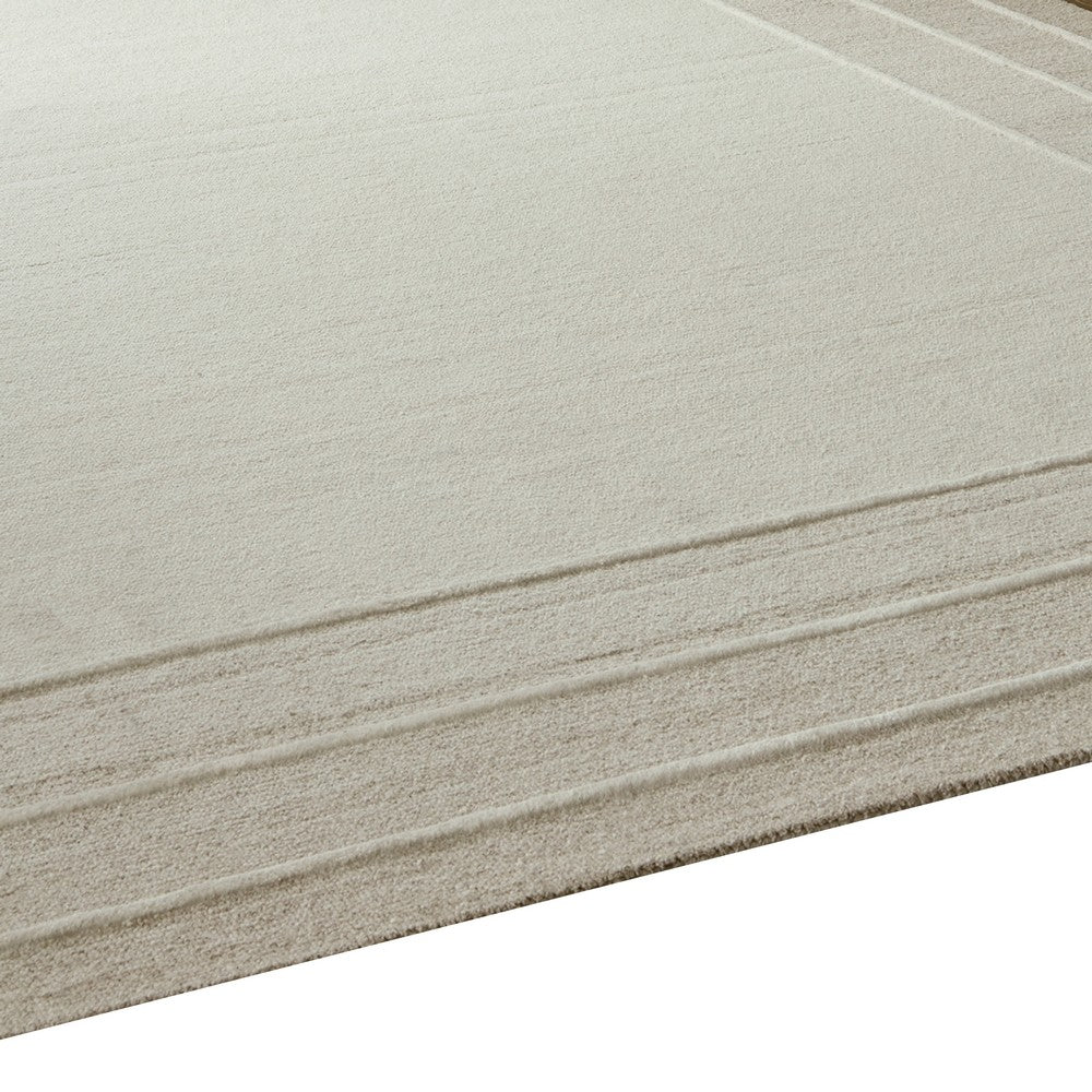 Teena Extra Large Area Rug with Border Design | Ivory Wool 9x13