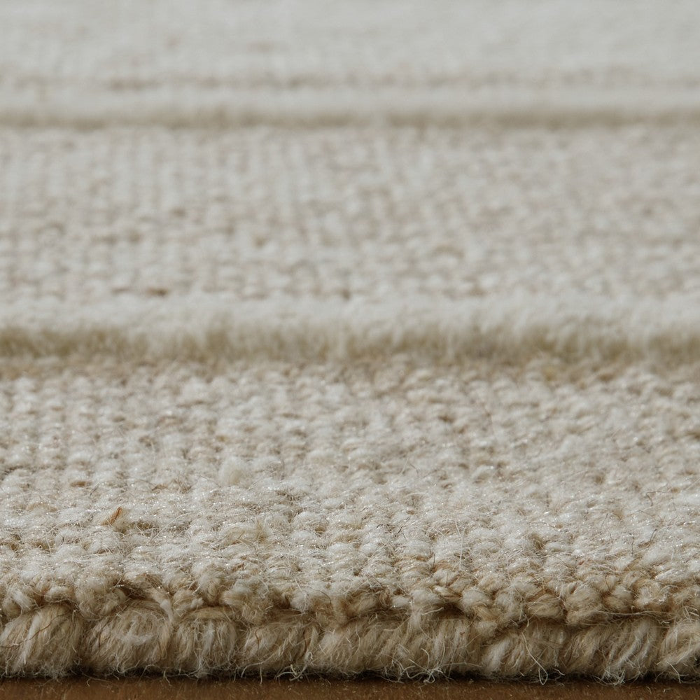 Teena Extra Large Area Rug with Border Design | Ivory Wool 9x13