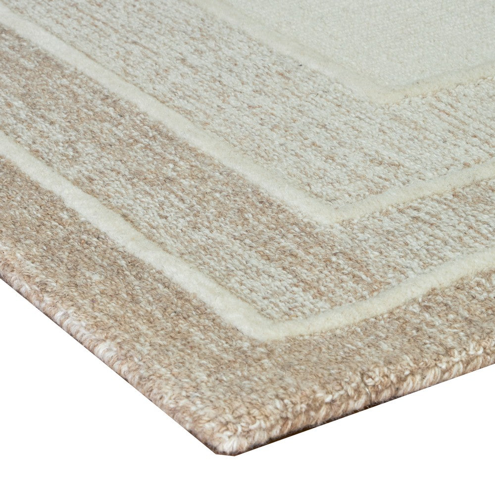 Teena Extra Large Area Rug with Border Design | Ivory Wool 9x13