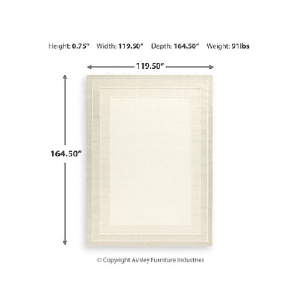 Teena Extra Large Area Rug with Border Design | Ivory Wool 9x13