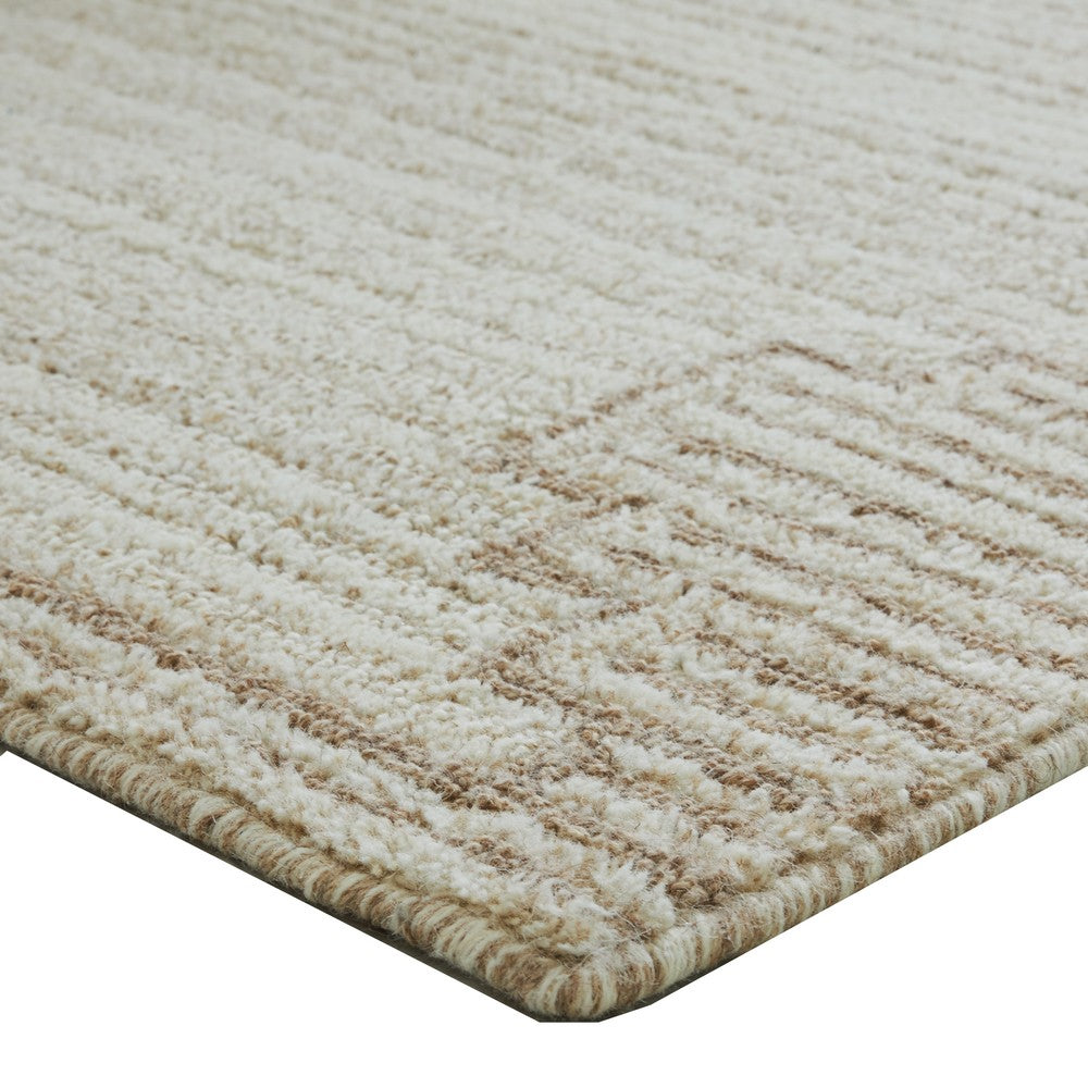 Emery Extra Large Area Rug | Table Tufted Design | Brown Wool 10x14