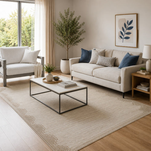 Emery Extra Large Area Rug | Table Tufted Design | Brown Wool 10x14