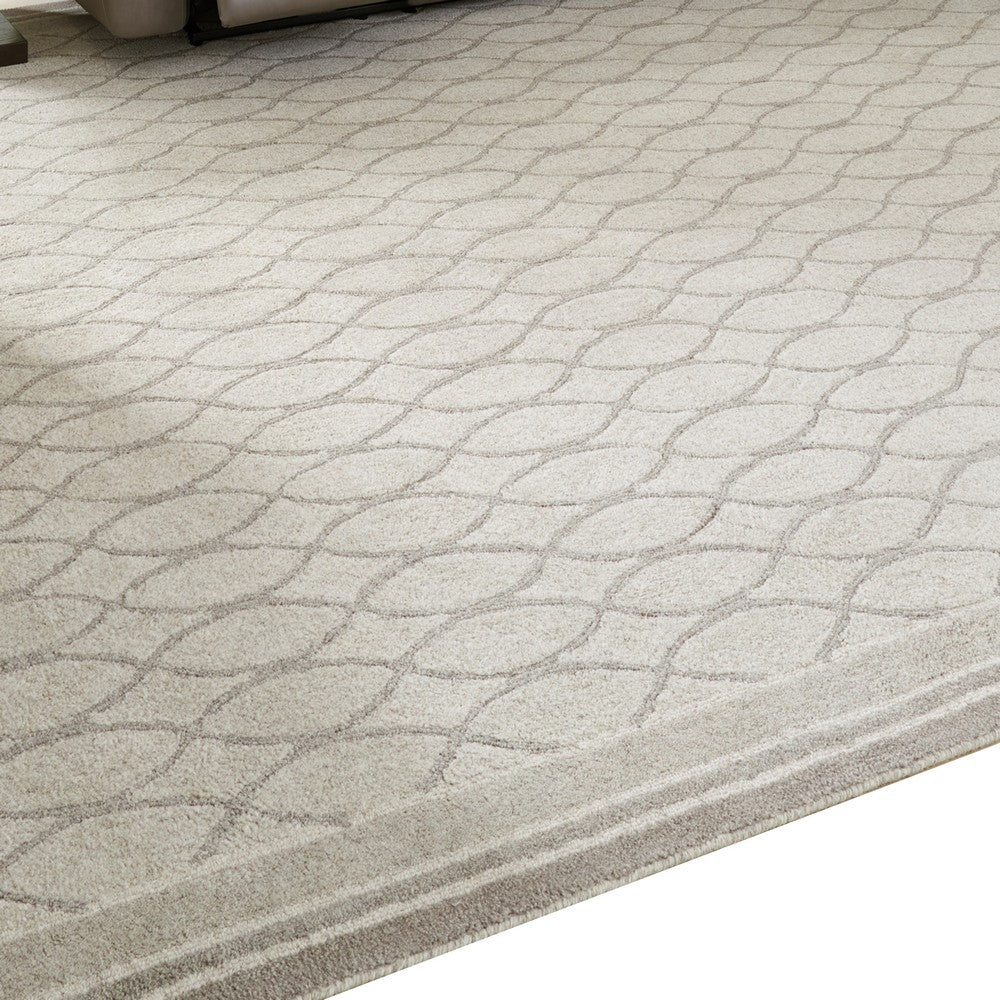 Winie Area Rug with Trellis Pattern | Table Tufted Design | Gray Wool 10x14