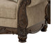 Chelsy Loveseat w 2 Pillows | Carving | Dark Brown Wood | Golden Polyester 68"
