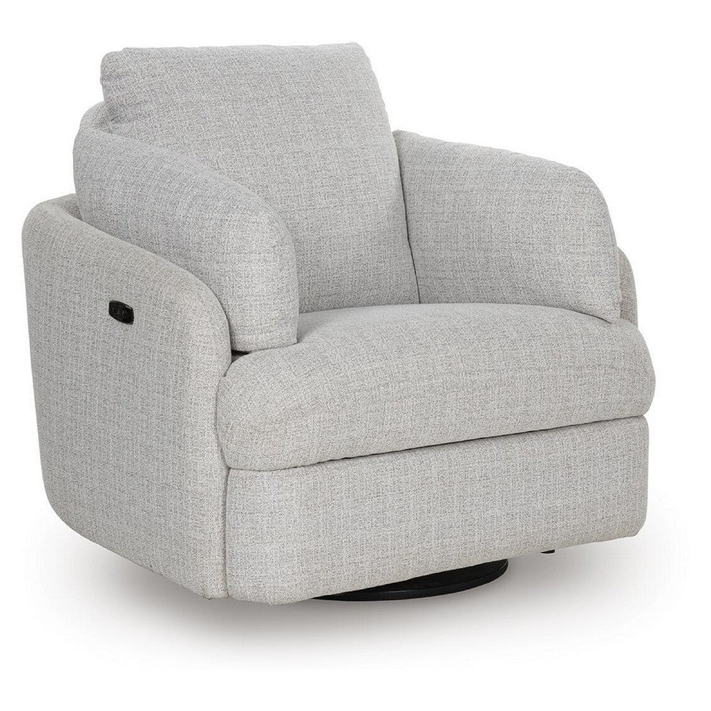 Aiya Swivel Power Recliner Chair| Storage | Bolster Pillow Arms | Gray Fabric