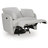 Aiya Swivel Power Recliner Chair| Storage | Bolster Pillow Arms | Gray Fabric