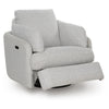 Aiya Swivel Power Recliner Chair| Storage | Bolster Pillow Arms | Gray Fabric