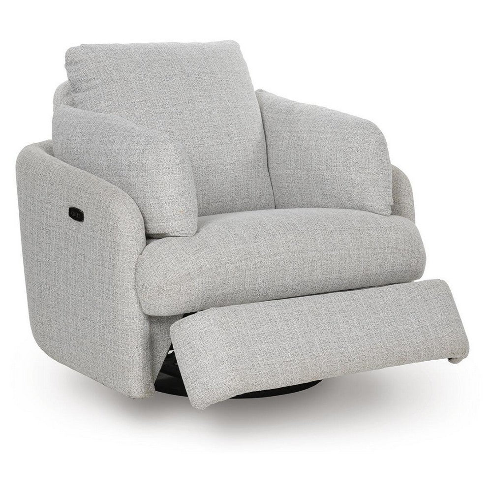 Aiya Swivel Power Recliner Chair| Storage | Bolster Pillow Arms | Gray Fabric