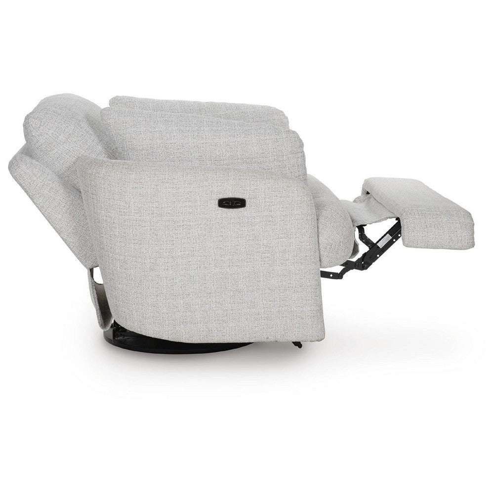 Aiya Swivel Power Recliner Chair| Storage | Bolster Pillow Arms | Gray Fabric