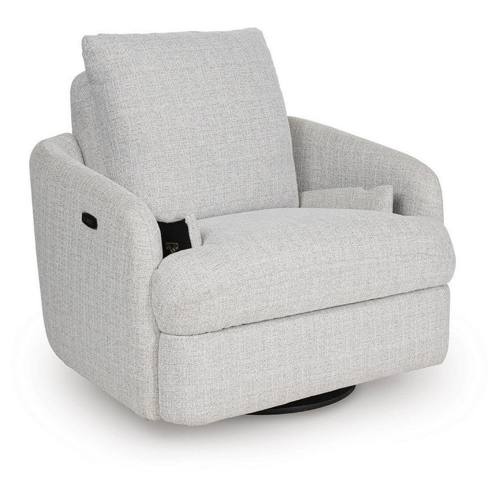 Aiya Swivel Power Recliner Chair| Storage | Bolster Pillow Arms | Gray Fabric
