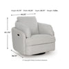 Aiya Swivel Power Recliner Chair| Storage | Bolster Pillow Arms | Gray Fabric