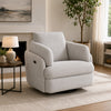 Aiya Swivel Power Recliner Chair| Storage | Bolster Pillow Arms | Gray Fabric