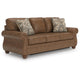 Cyrus Queen Sofa Sleeper Bed with 2 Accent Pillows | Brown Faux Leather 92"