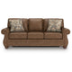Cyrus Queen Sofa Sleeper Bed with 2 Accent Pillows | Brown Faux Leather 92"