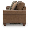 Cyrus Queen Sofa Sleeper Bed with 2 Accent Pillows | Brown Faux Leather 92"