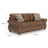 Cyrus Queen Sofa Sleeper Bed with 2 Accent Pillows | Brown Faux Leather 92"