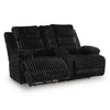 Becca Power Reclining Loveseat Console and Storage | Onyx Black Corduroy