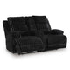 Becca Power Reclining Loveseat Console and Storage | Onyx Black Corduroy