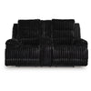 Becca Power Reclining Loveseat Console and Storage | Onyx Black Corduroy