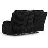 Becca Power Reclining Loveseat Console and Storage | Onyx Black Corduroy