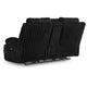 Becca Power Reclining Loveseat Console and Storage | Onyx Black Corduroy