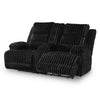 Becca Power Reclining Loveseat Console and Storage | Onyx Black Corduroy