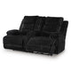 Becca Power Reclining Loveseat Console and Storage | Onyx Black Corduroy