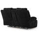 Becca Power Reclining Loveseat Console and Storage | Onyx Black Corduroy
